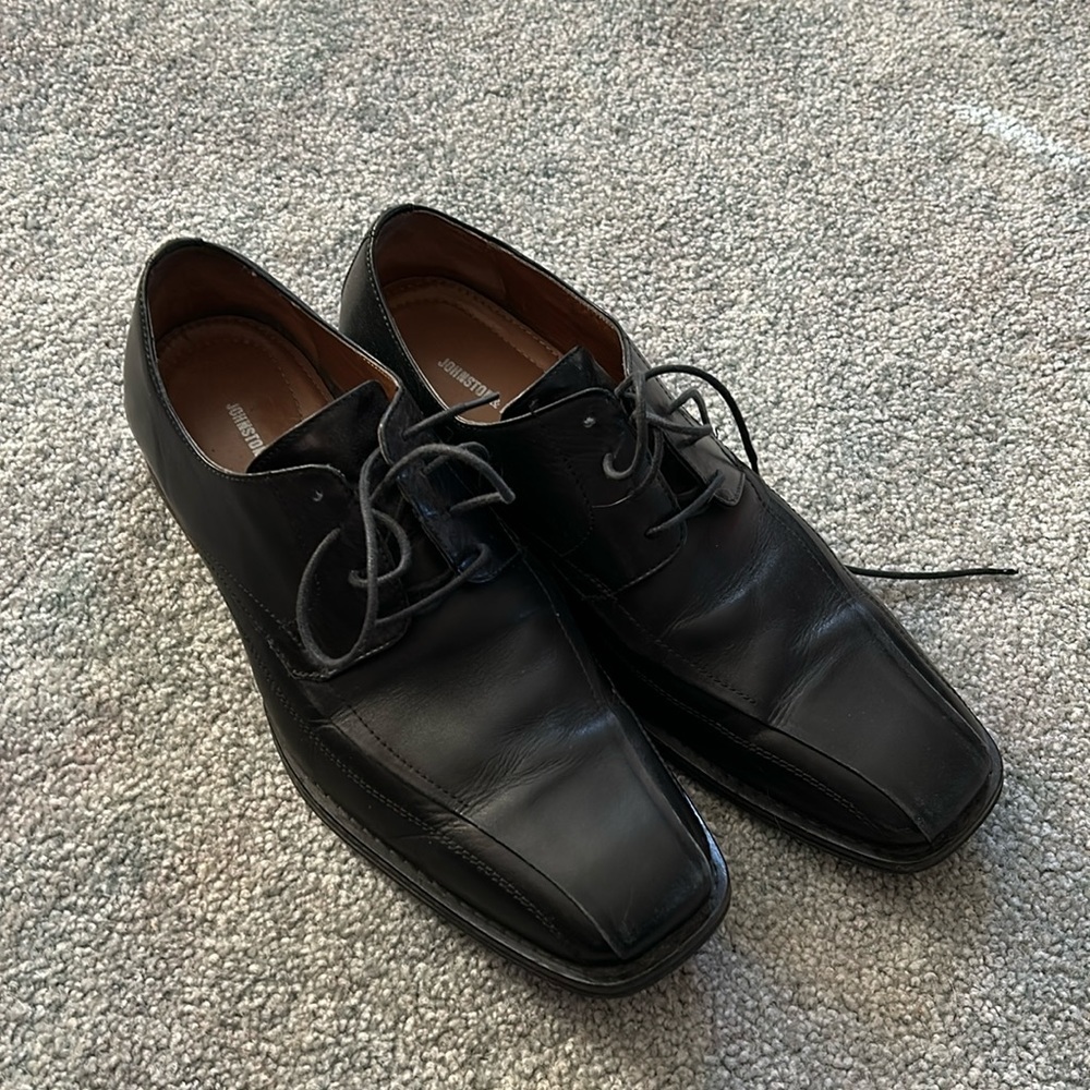 Johnston & Murphy‎ Leather Dress Shoes Lace Up Loafers Black